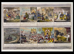 الديمقراطية ، أو رسم تخطيطي لحياة بونابرت ، نشرته هانا همفري في عام 1800 (النقش الملون يدويًا)